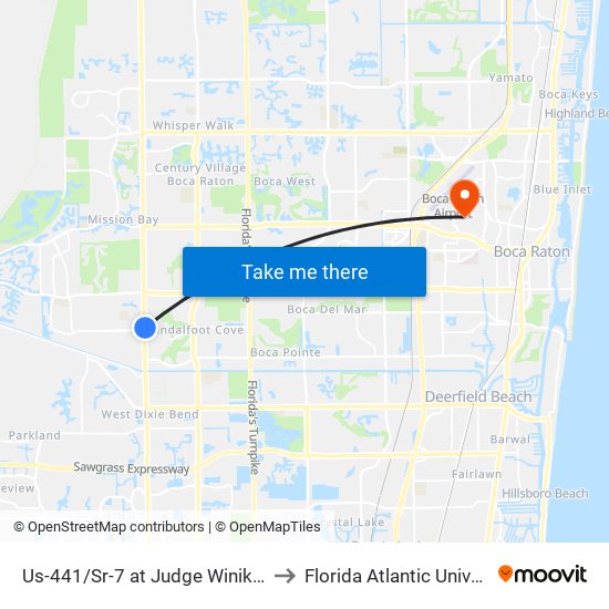 US-441/SR-7 at JUDGE WINIKOFF RD to Florida Atlantic University map