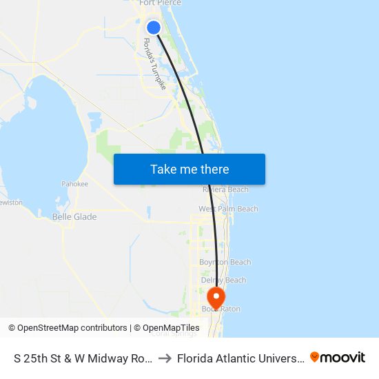 S 25th St & W Midway Road to Florida Atlantic University map