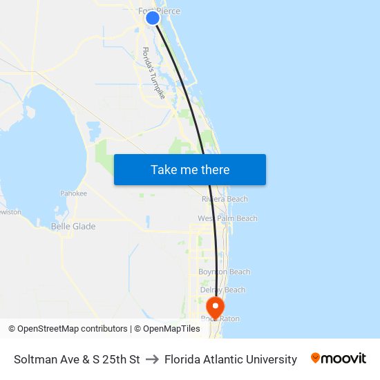 Soltman Ave & S 25th St to Florida Atlantic University map