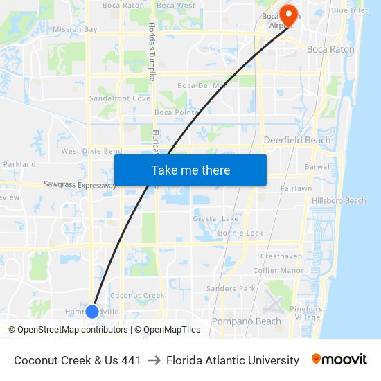Coconut Creek & Us 441 to Florida Atlantic University map