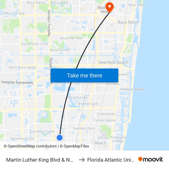 Martin Luther King Blvd & NW 27 Ave to Florida Atlantic University map