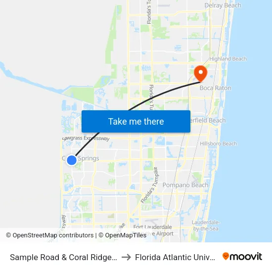 Sample Road & Coral Ridge Drive to Florida Atlantic University map