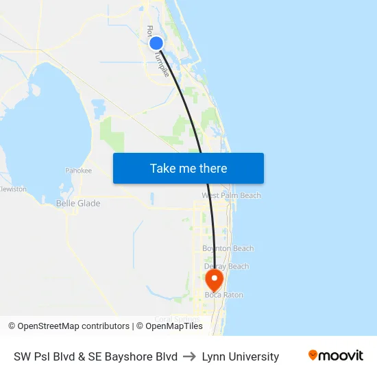 SW Psl Blvd & SE Bayshore Blvd to Lynn University map