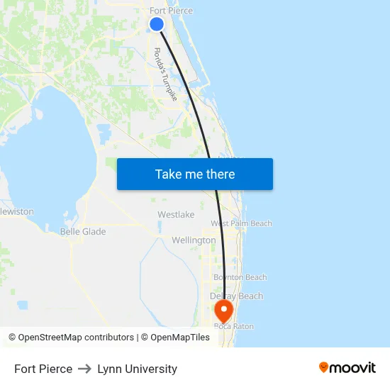 Fort Pierce to Lynn University map