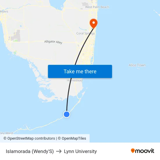 Islamorada (Wendy'S) to Lynn University map
