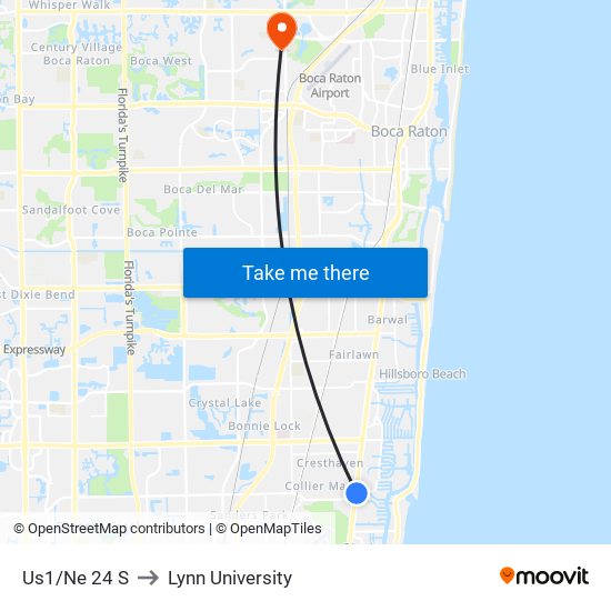 Us1/Ne 24 S to Lynn University map