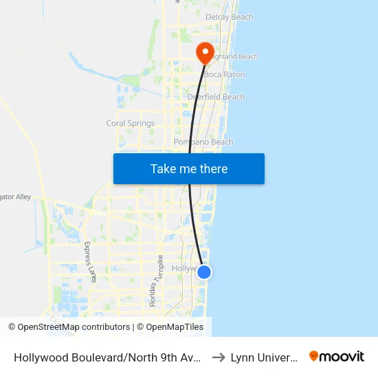 Hollywood Boulevard/North 9th Avenue to Lynn University map