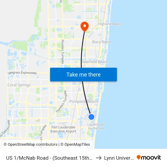 US 1/McNab Road - (Southeast 15th Street) to Lynn University map