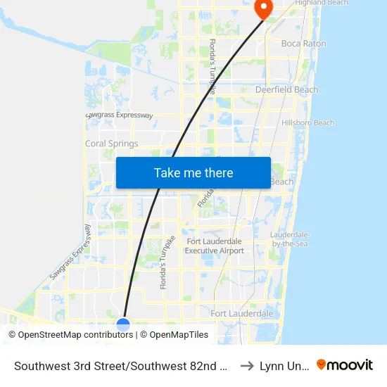 Southwest 3rd Street/Southwest 82nd Avenue (Fire Department) to Lynn University map