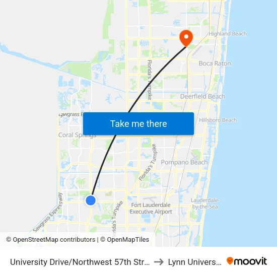 University Drive/Northwest 57th Street to Lynn University map