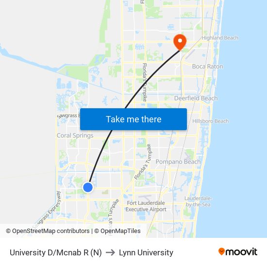 University D/Mcnab R (N) to Lynn University map