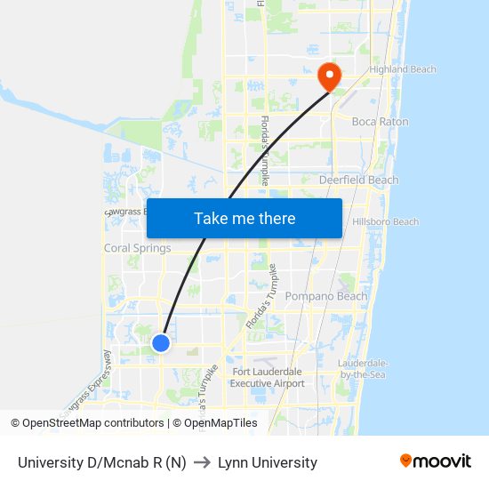 UNIVERSITY D/MCNAB R (N) to Lynn University map