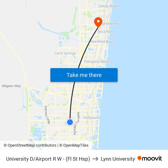 University D/Airport R W - (Fl St Hsp) to Lynn University map