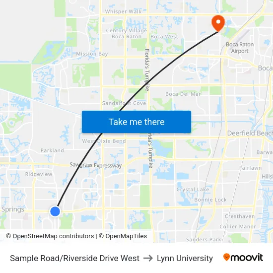 Sample Road/Riverside Drive West to Lynn University map