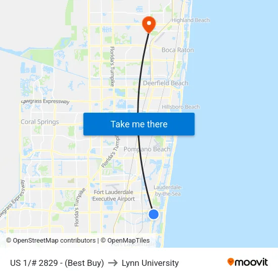 US 1/# 2829 - (Best Buy) to Lynn University map