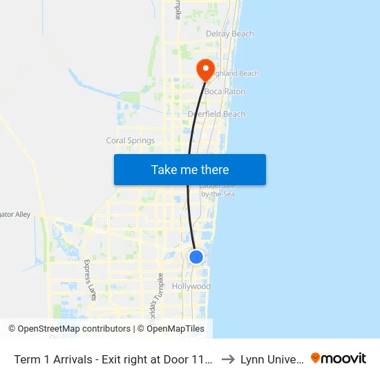 Term 1 Arrivals - Exit right at Door 114 - Zone B to Lynn University map