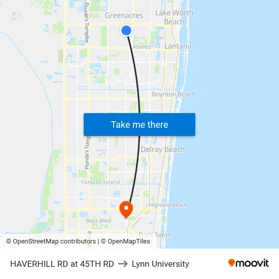 HAVERHILL RD at 45TH RD to Lynn University map