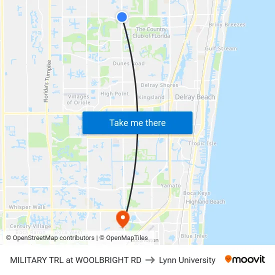 MILITARY TRL at  WOOLBRIGHT  RD to Lynn University map
