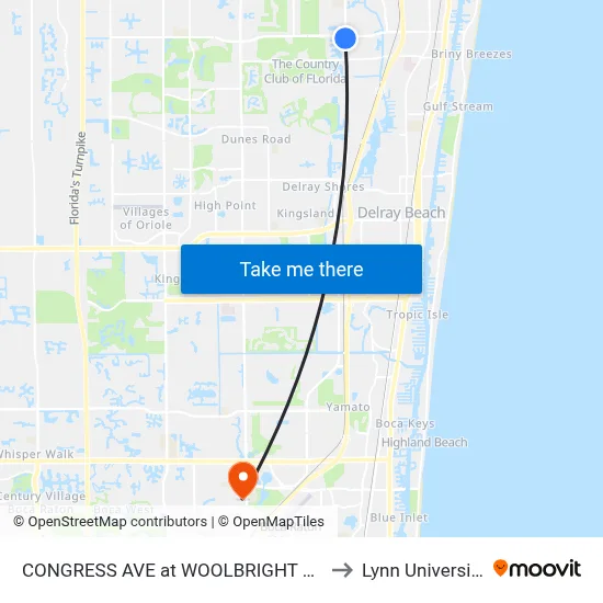 CONGRESS AVE at  WOOLBRIGHT RD to Lynn University map