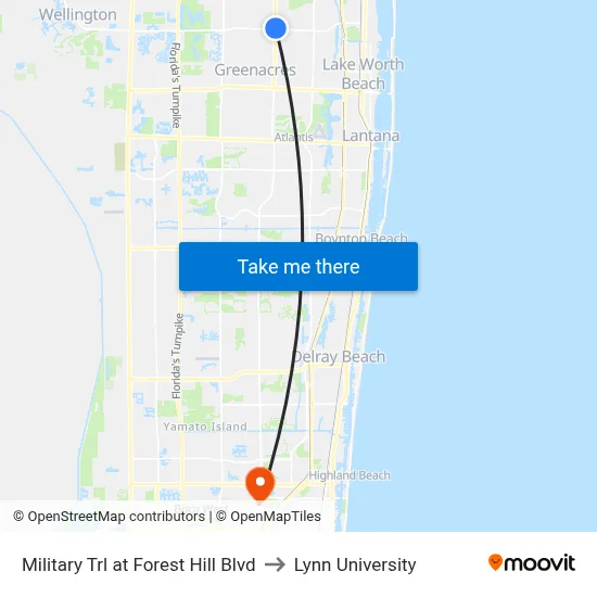 Military Trl at Forest Hill Blvd to Lynn University map