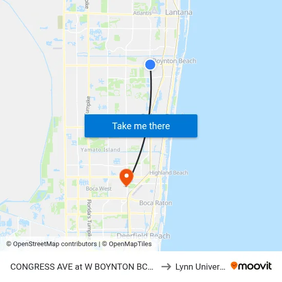 CONGRESS AVE at  W BOYNTON BCH BLVD to Lynn University map