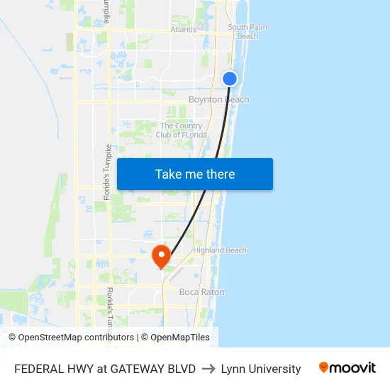 FEDERAL HWY at GATEWAY BLVD to Lynn University map