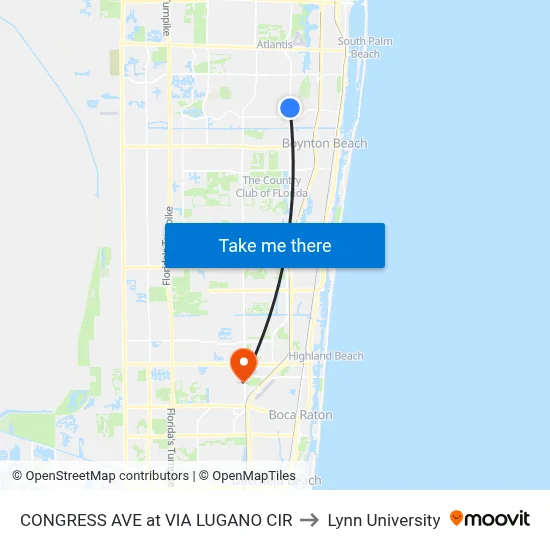 CONGRESS AVE at VIA LUGANO CIR to Lynn University map