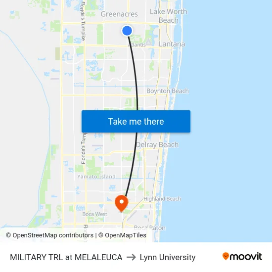 MILITARY TRL at  MELALEUCA to Lynn University map