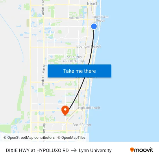 DIXIE HWY at HYPOLUXO RD to Lynn University map