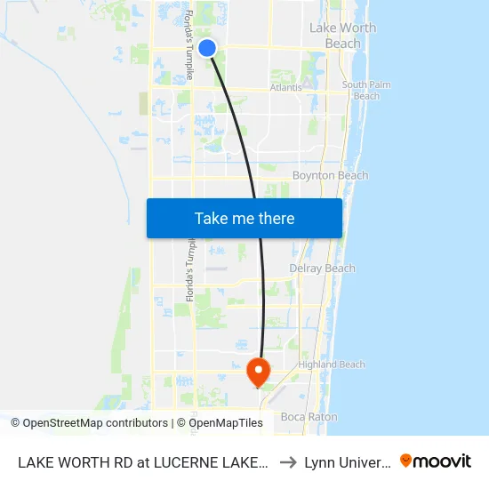 LAKE WORTH RD at LUCERNE LAKES BLVD to Lynn University map