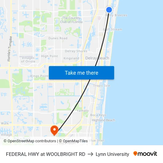 FEDERAL HWY at WOOLBRIGHT RD to Lynn University map
