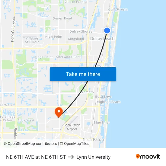 NE 6TH AVE at NE 6TH ST to Lynn University map