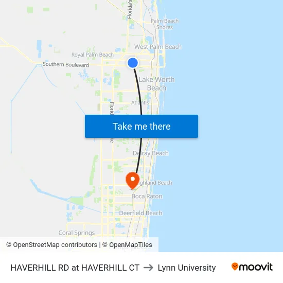HAVERHILL RD at HAVERHILL CT to Lynn University map