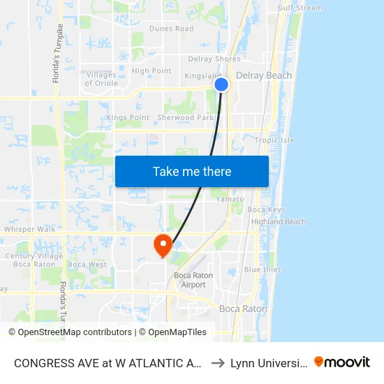 CONGRESS AVE at  W ATLANTIC AVE to Lynn University map