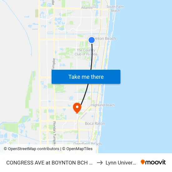 CONGRESS AVE at  BOYNTON BCH BLVD to Lynn University map