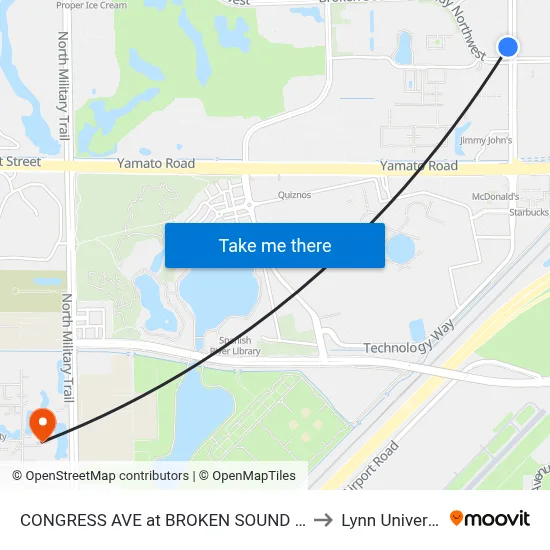 CONGRESS AVE at BROKEN SOUND PKWY to Lynn University map