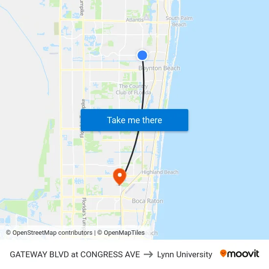 GATEWAY BLVD at  CONGRESS AVE to Lynn University map