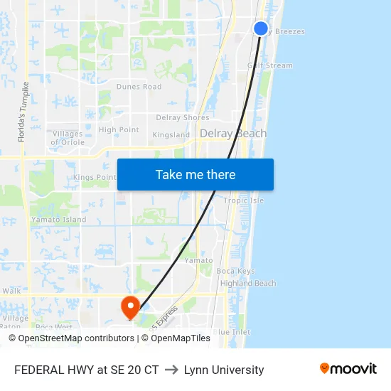 FEDERAL HWY at SE 20 CT to Lynn University map