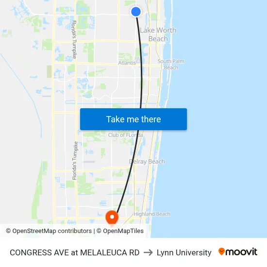 CONGRESS AVE at MELALEUCA RD to Lynn University map