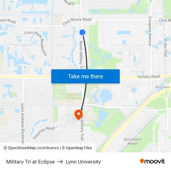 Military Trl at Eclipse to Lynn University map
