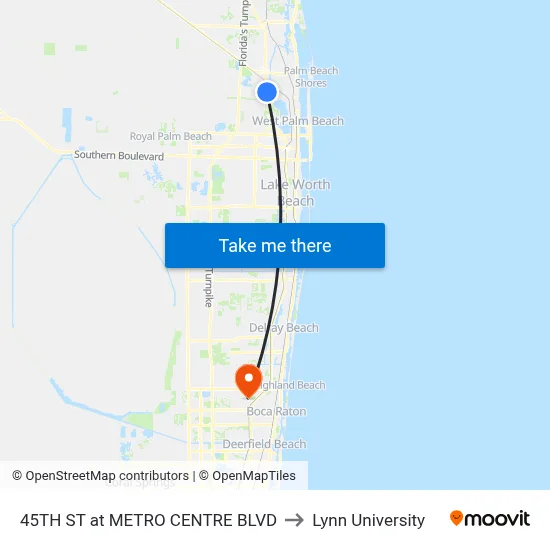 45TH ST at  METRO CENTRE BLVD to Lynn University map