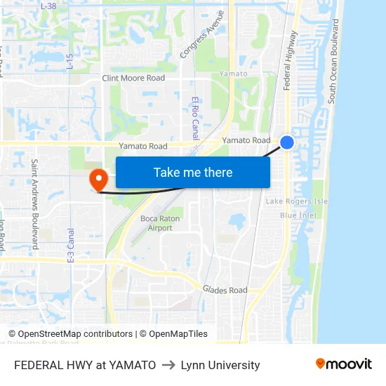 FEDERAL HWY at YAMATO to Lynn University map