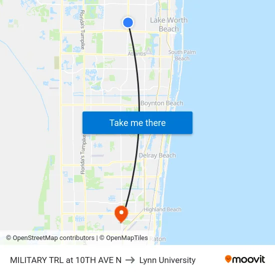MILITARY TRL at 10TH AVE N to Lynn University map