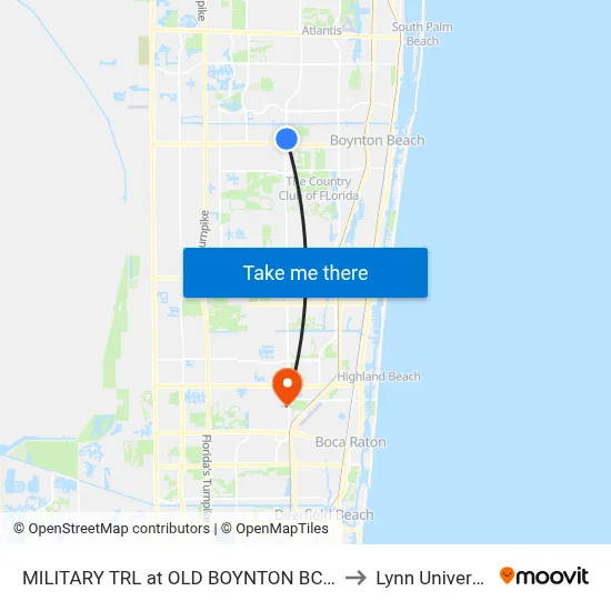 MILITARY TRL at  OLD BOYNTON BCH RD to Lynn University map