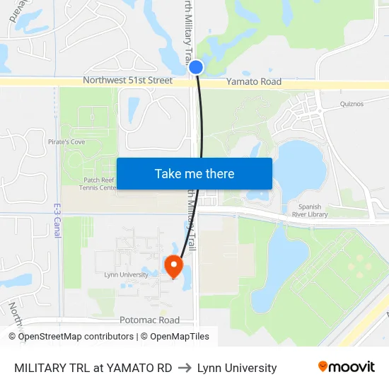 MILITARY TRL at  YAMATO RD to Lynn University map