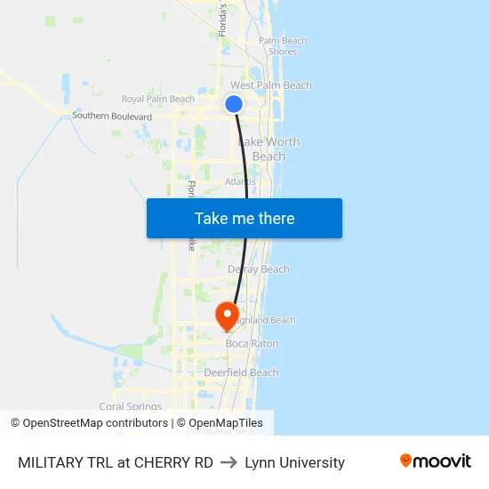 MILITARY TRL at CHERRY RD to Lynn University map
