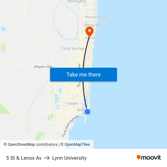 5 St & Lenox Av to Lynn University map