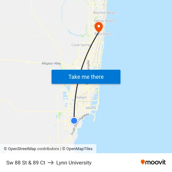 Sw 88 St & 89 Ct to Lynn University map