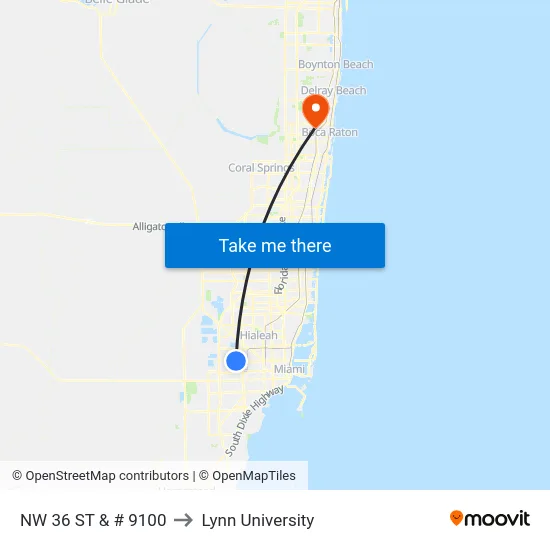 Nw 36 St & # 9100 to Lynn University map