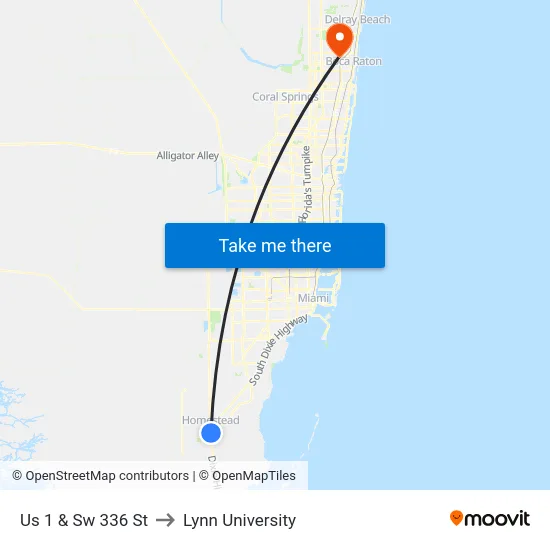 Us 1 & Sw 336 St to Lynn University map